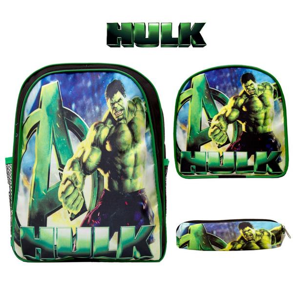 Imagem de Kit Mochila Masculina Escolar Juvenil Hulk Vingadores Marvel