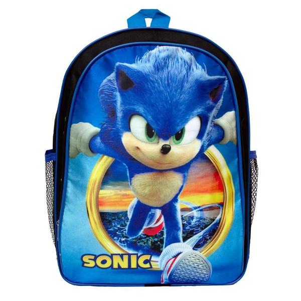 Imagem de Kit Mochila Masculina Escolar Juvenil Sonic Argola Tn Costas