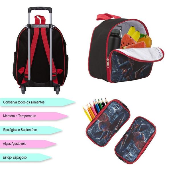 Imagem de Kit Mochila Masculina Infantil Rodinha Homem Aranha Passeio