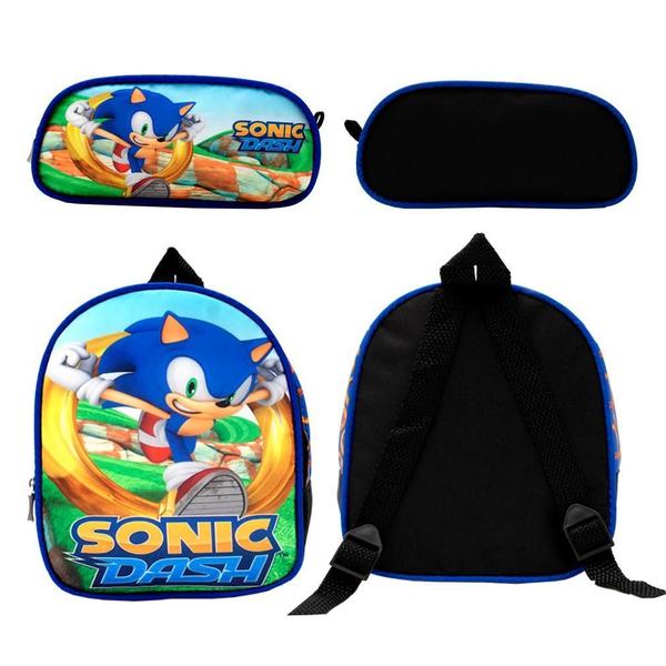 Imagem de Kit Mochila Masculina Infantil Sonic Dash Lancheira Estojo