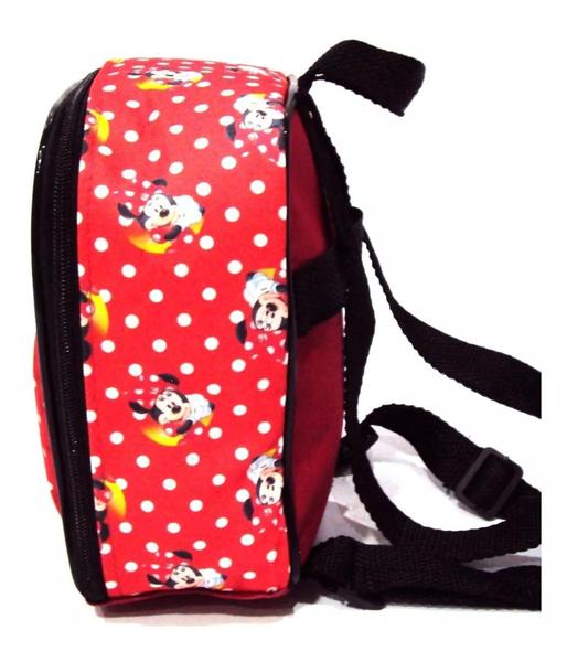 Imagem de Kit Mochila Minnie Mouse Bolinhas Tam G Rodinhas + Lancheira