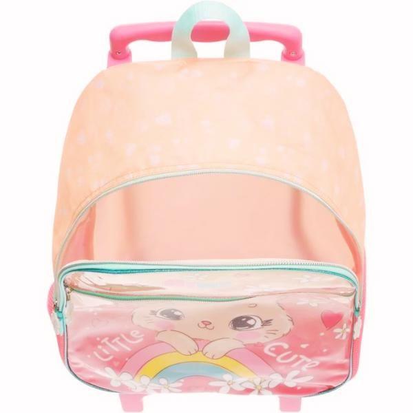 Imagem de Kit Mochila Mochilete Gata Cute Escolar Infantil Rodinhas G