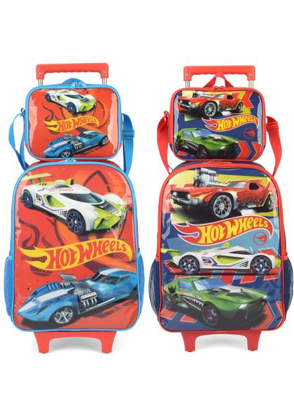 Imagem de Kit Mochila Rodas Lancheira Estojo Hot Wheels Luxcel IC38232