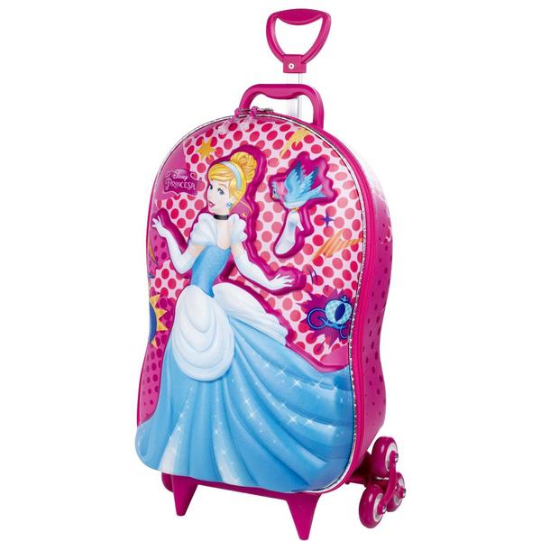 Imagem de Kit Mochila Rodas Princesa Cinderela Lancheira Escolar 3D