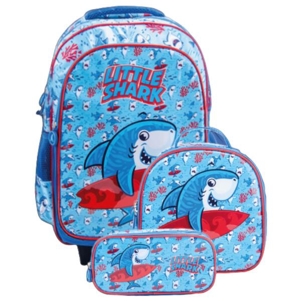 Imagem de Kit Mochila Rodinha Com Estojo e Lancheira Reforçada Espaçosa Menino Escolar