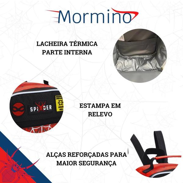 Imagem de Kit Mochila Rodinha Escolar Homem Aranha 3 Peças