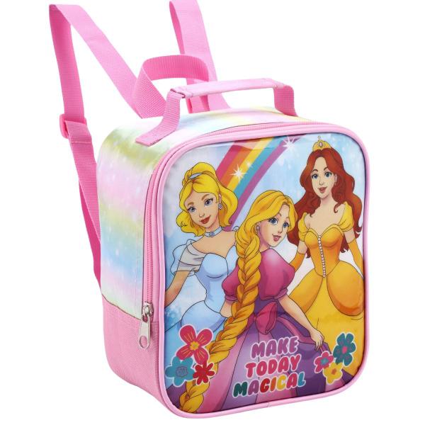 Imagem de Kit Mochila Rodinha Escolar Lancheira Estojo Irmãs Princesas