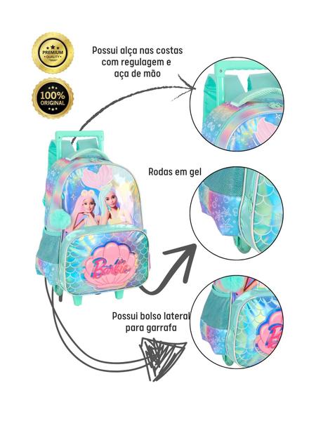 Imagem de Kit Mochila Rodinha+Estojo Box Barbie Holográfico