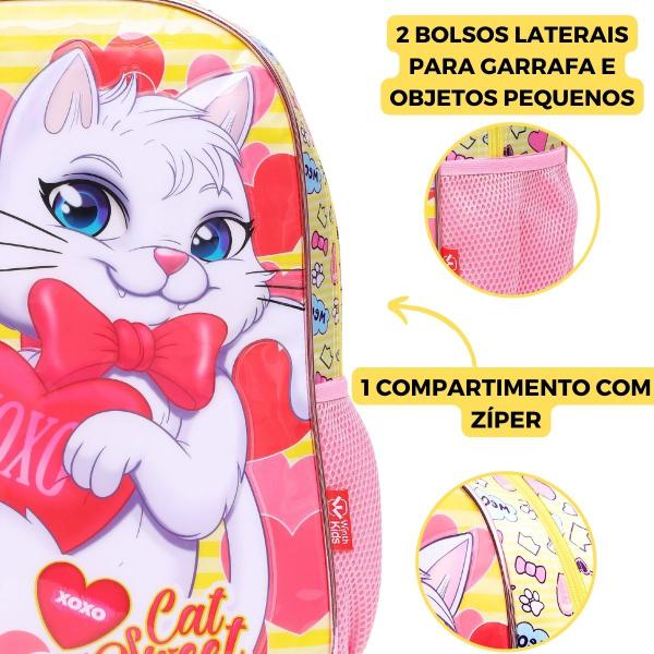 Imagem de Kit Mochila Rodinha Gatinho Meninas Infantil Escola