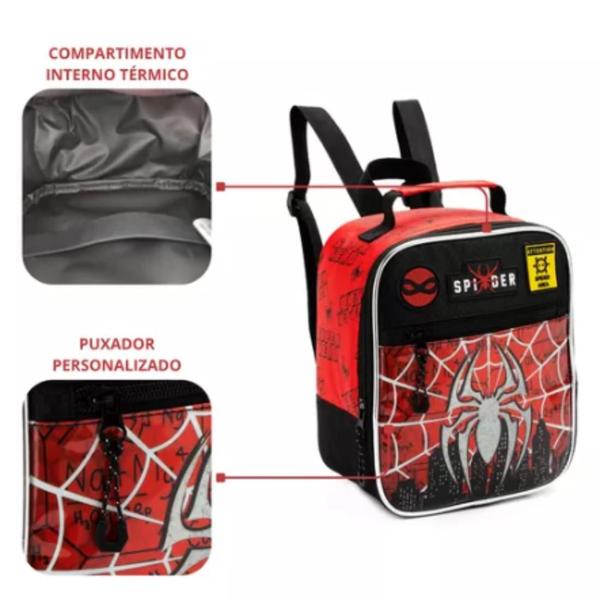 Imagem de Kit Mochila Rodinha Homem Aranha Escolar Infantil Menino Menina com Lancheira e Estojo