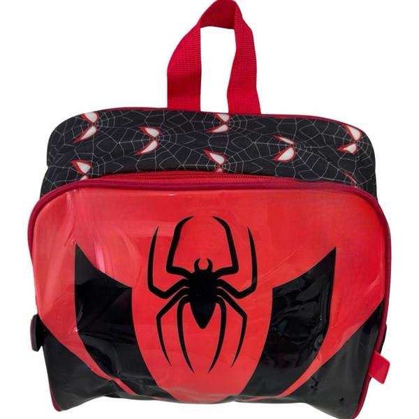 Imagem de Kit Mochila Rodinha Infantil Aranha Escolar Menino Vermelho