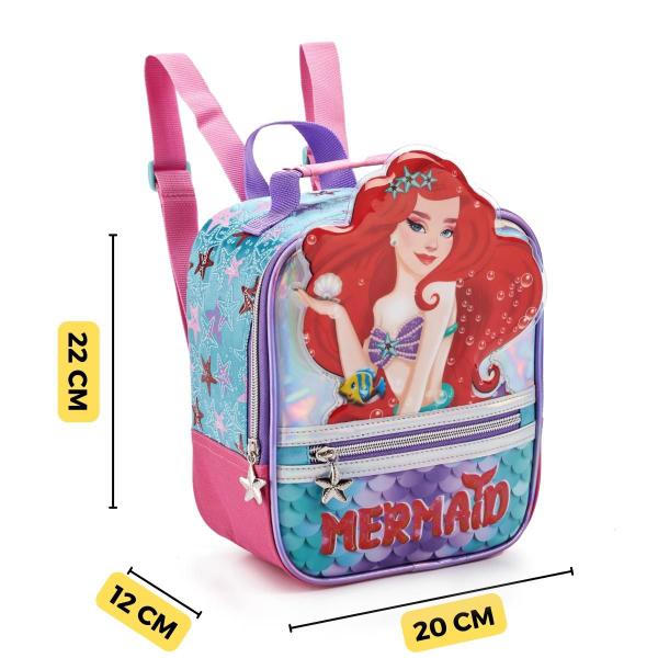 Imagem de Kit Mochila Rodinha Infantil Escola Meninas Mermaid Denlex 