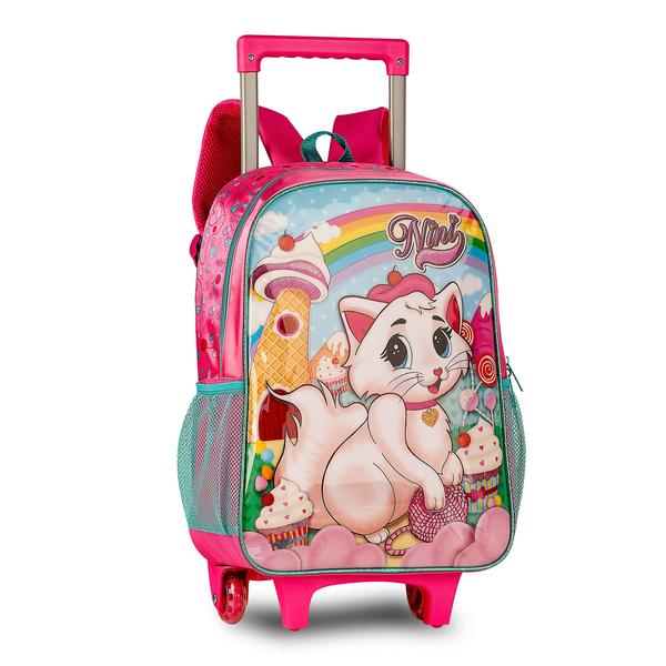 Imagem de Kit Mochila Rodinha Infantil Gatinha Menina Escolar Completa