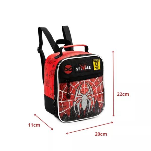 Imagem de Kit Mochila Rodinha Infantil Menino 3 Peças Homem Aranha Escolar