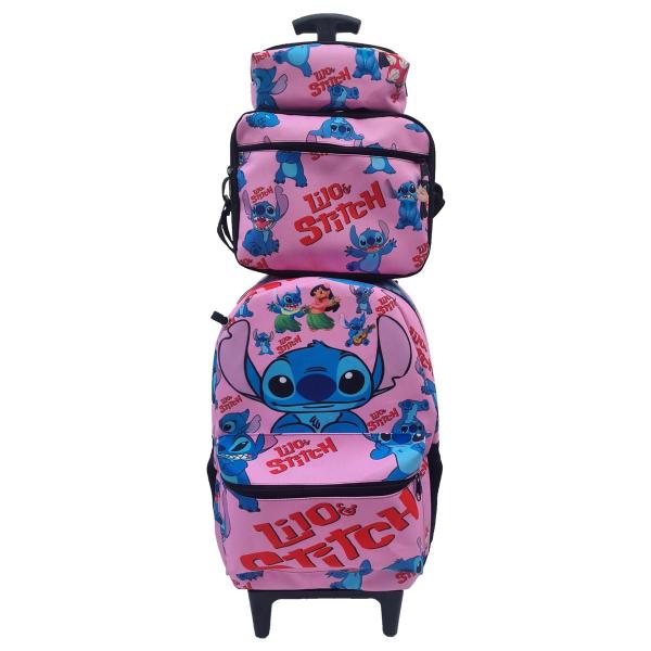 Imagem de Kit Mochila Rodinha LILO & STITCH Com Estojo E Lancheira Infantil