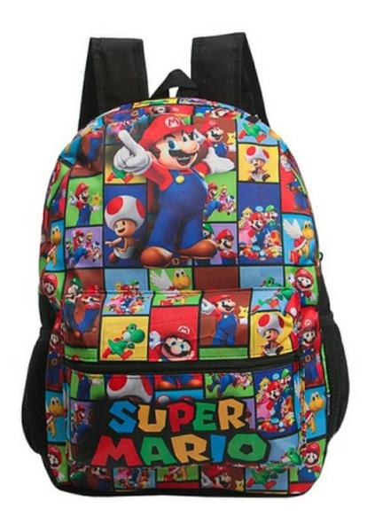 Imagem de Kit Mochila Rodinha Mario Com Estojo E Lancheira Infantil