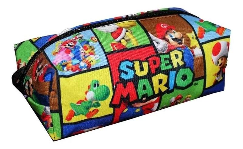 Imagem de Kit Mochila Rodinha Mario Com Estojo E Lancheira Infantil