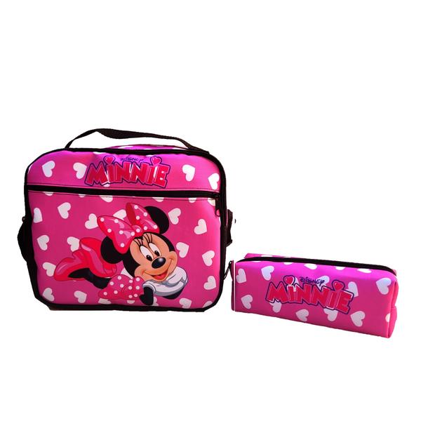 Imagem de Kit Mochila Rodinha Minnie Com Estojo E Lancheira Infantil