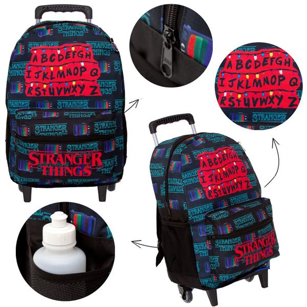 Imagem de Kit Mochila Rodinha Série Stanger Things Reforçada