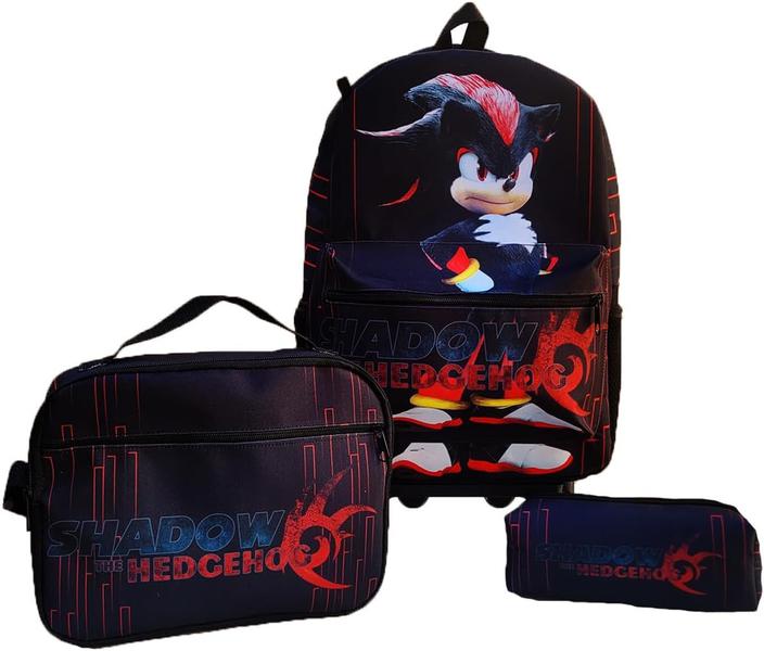 Imagem de Kit Mochila Rodinha Shadow - Sonic 2 - Com Estojo E Lancheira Infantil