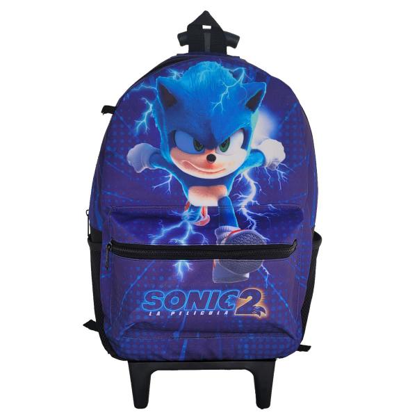 Imagem de Kit Mochila Rodinha Sonic Com Estojo E Lancheira Infantil