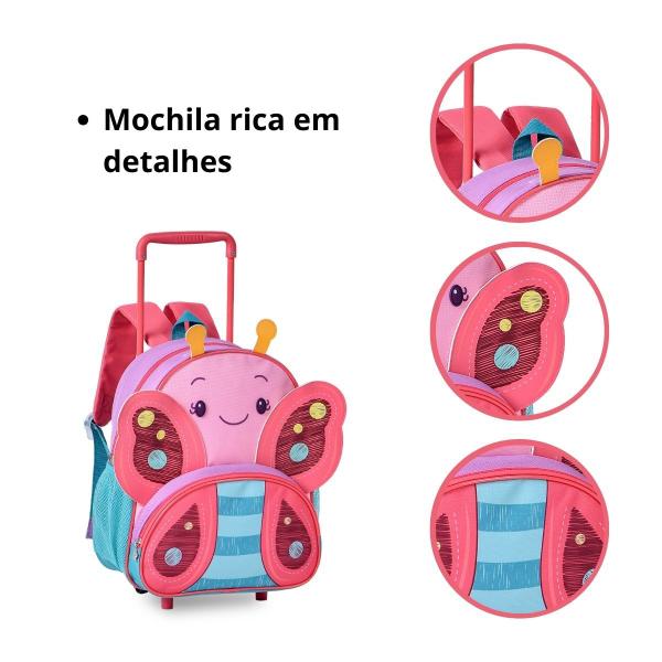 Imagem de Kit Mochila Rodinhas BORBOLETA '13 C/ Lancheira Térmica Infantil Escolar/Creche - Clio