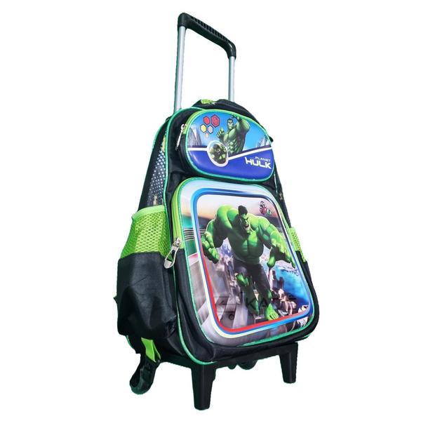 Imagem de Kit Mochila Rodinhas Com Estojo Lancheira Escolar 3 Pcs Hulk