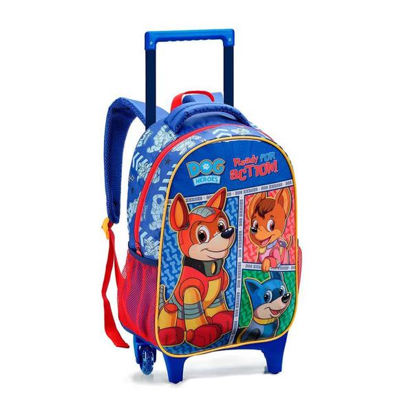 Imagem de Kit Mochila Rodinhas Dog Heroes Infantil Com Lancheira Estojo Seanite