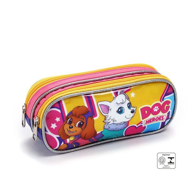 Imagem de Kit Mochila Rodinhas Escolar Infantil Menina Pet Dog Heroes