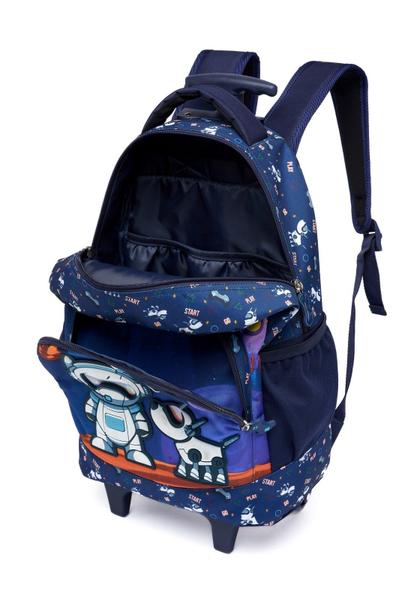 Imagem de Kit Mochila Rodinhas Escolar Infantil Menino Astronauta