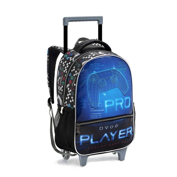 Imagem de Kit Mochila Rodinhas Escolar Infantil Menino Game Pro Player