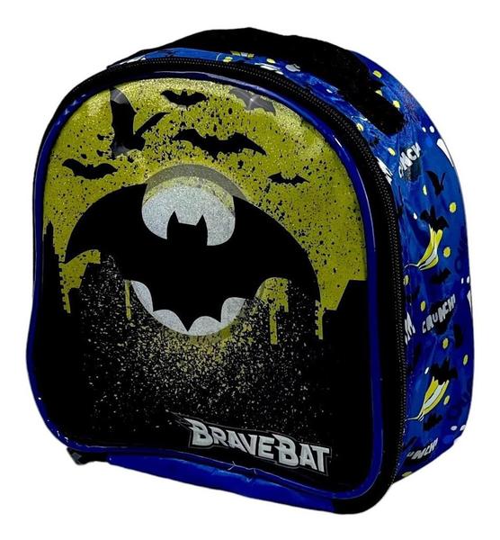 Imagem de Kit Mochila Rodinhas Escolar Menino Batman Lancheira Yepp