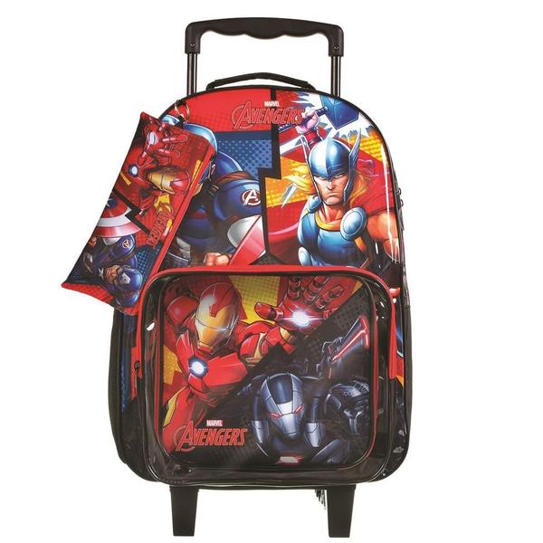 Imagem de Kit Mochila Rodinhas Estojo E Lancheira Avengers 11598