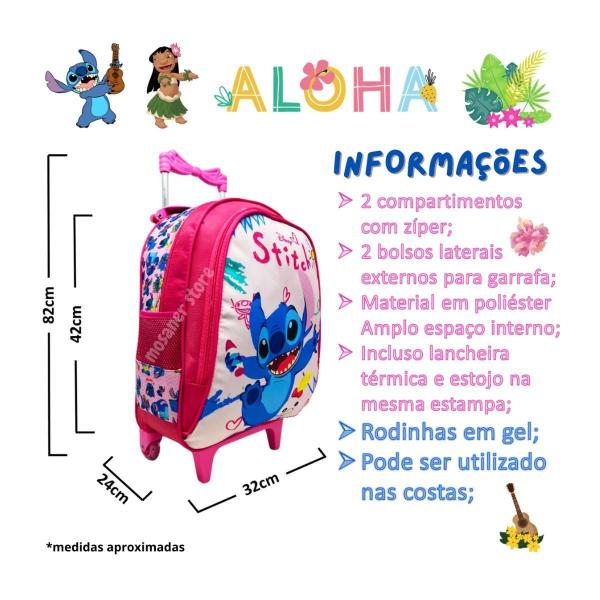 Imagem de Kit Mochila Rodinhas Feminina Infantil Lilo E Stitch