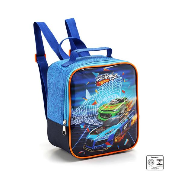 Imagem de Kit Mochila Rodinhas Infantil Masculino Escolar Carro De Corrida