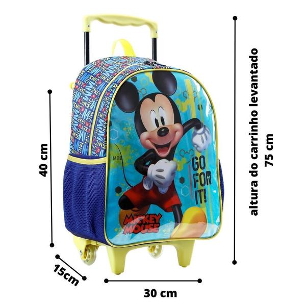 Imagem de Kit Mochila Rodinhas Lancheira e Estojo Mickey Mouse Disney