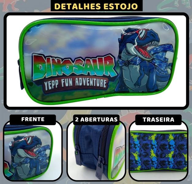 Imagem de Kit Mochila Rodinhas Lancheira Estojo Meninos Dinossauro Yepp