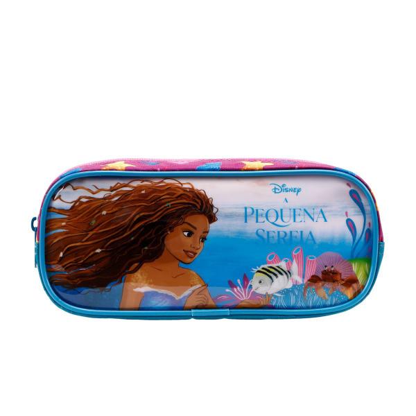 Imagem de Kit Mochila Rodinhas Lancheira Estojo Pequena Sereia Disney