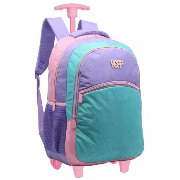 Imagem de Kit Mochila Rodinhas Lancheria Estojo Box Feminina Juvenil Menina Infantil Escolar Yepp