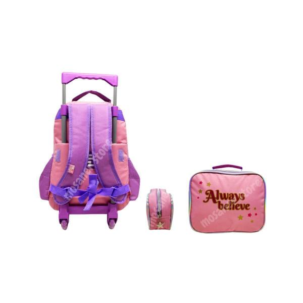 Imagem de Kit Mochila Rodinhas Unicórnio Feminina Rosa Ótima Qualidade