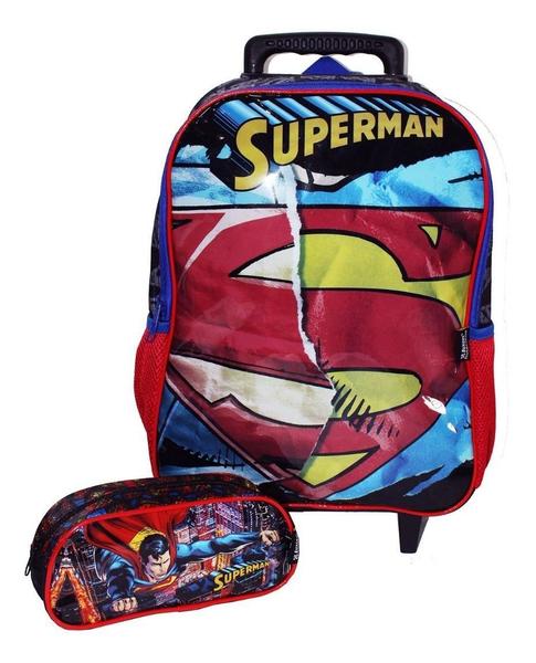 Imagem de Kit Mochila Super Homem Superman Rodinhas Estojo Infantil