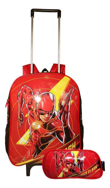 Imagem de Kit Mochila The Flash Filme Rodinhas Escolar Meninos Infanti