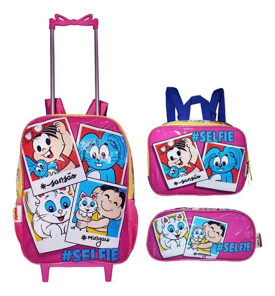 Imagem de Kit Mochila Turma Da Monica Infantil Rodinhas Lancheira Esco