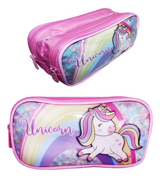 Kit Mochila Unicórnio Juvenil Escolar Meninas Rosa Infantil - Denlex Imagem de Kit Mochila Unicórnio Juvenil Escolar Meninas Rosa Infantil