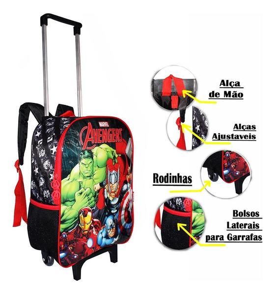 Imagem de Kit Mochila Vingadores Filme Meninos Escolar Rodinhas Origin