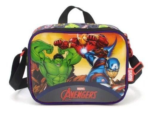 Imagem de Kit Mochila Vingadores Rodinhas Infantil Lancheira Estojo