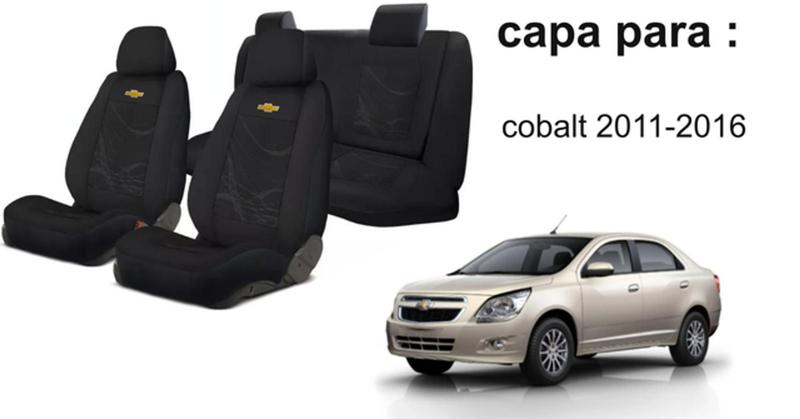 Imagem de Kit Moderno Capas Tecido para Bancos Cobalt 2011+2016 + Volante + Chaveiro GM