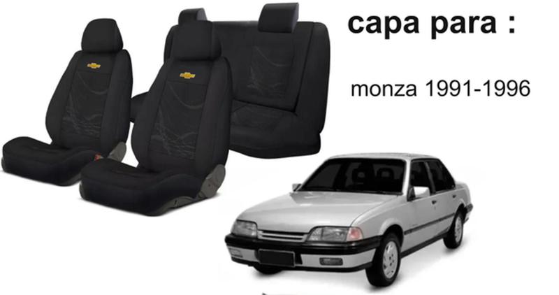 Imagem de Kit Moderno Capas Tecido para Bancos Monza 1991 a 1996 + Volante + Chaveiro GM