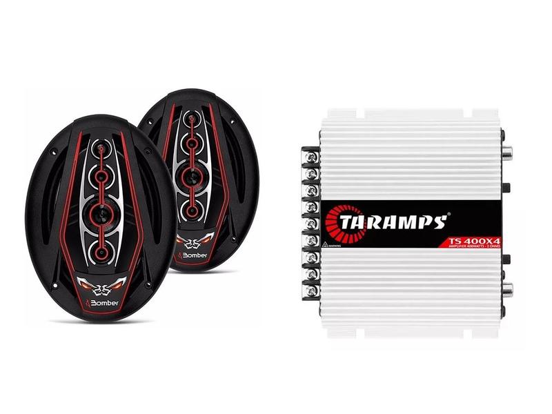 Kit Módulo Taramps Ts400x4 + Par Bomber Bicho Papão 6x9 350w Rms