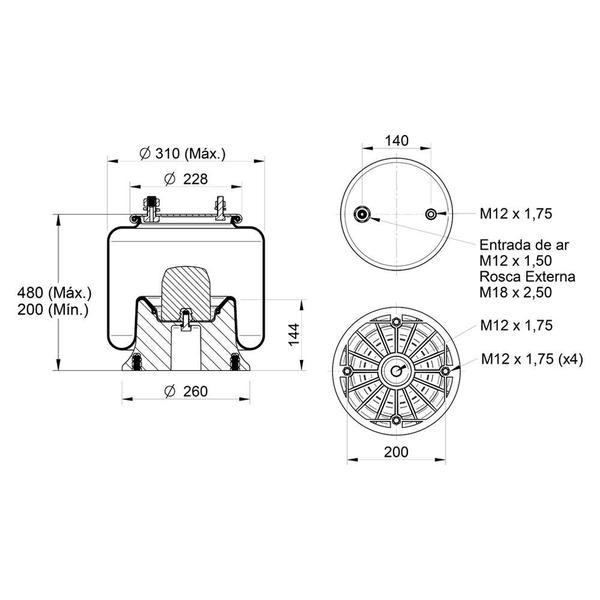 Imagem de Kit Mola Pneum Suspensão Eixo c Base Ford Volvo VW 2 Un